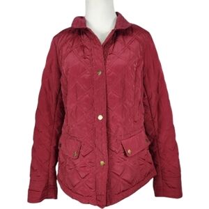 TALBOTS Women's Burgundy Red Quilted Coat Jacket Size Small